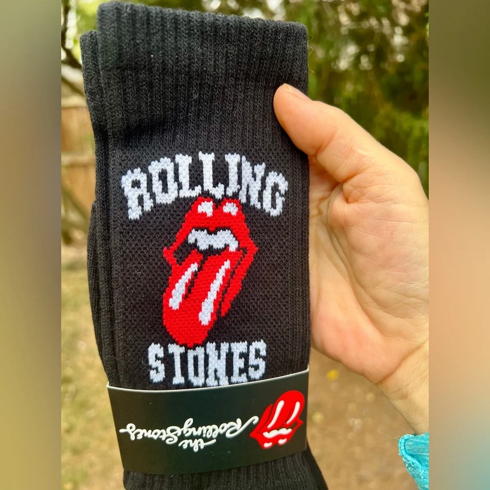 NWT Rolling Stones Men’s Socks one size Bravado logo rock-n-roll black